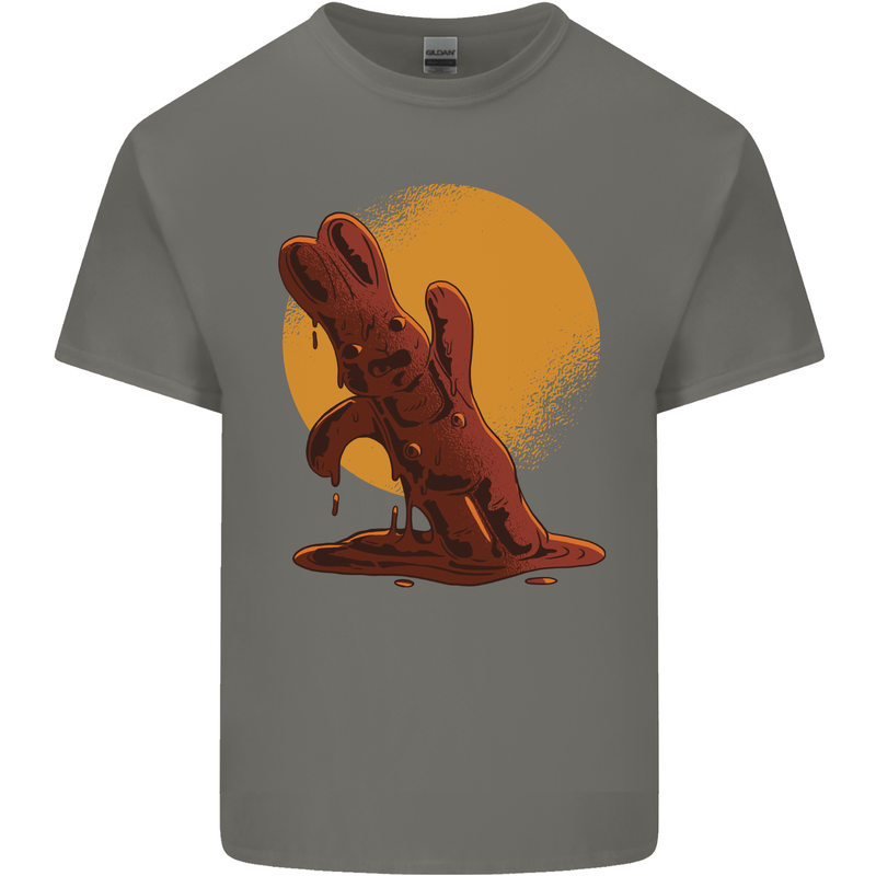 A Melting Chocolate Bunny Easter Kids T-Shirt Childrens Charcoal