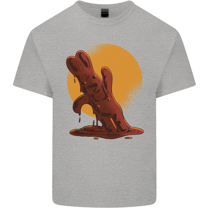 A Melting Chocolate Bunny Easter Kids T-Shirt Childrens Sports Grey