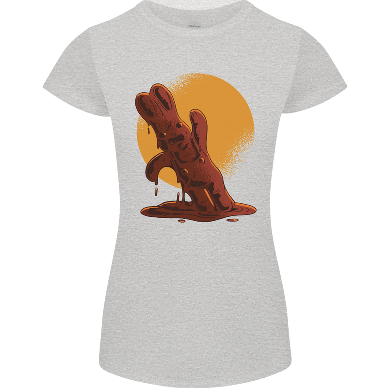 A Melting Chocolate Bunny Easter Womens Petite Cut T-Shirt Sports Grey
