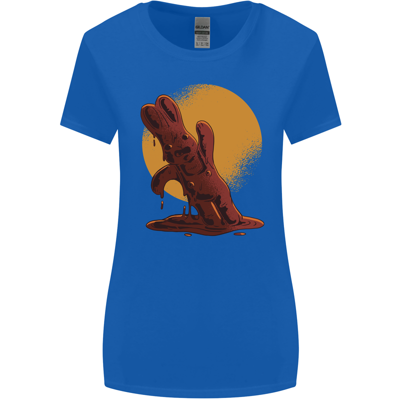 A Melting Chocolate Bunny Easter Womens Wider Cut T-Shirt Royal Blue