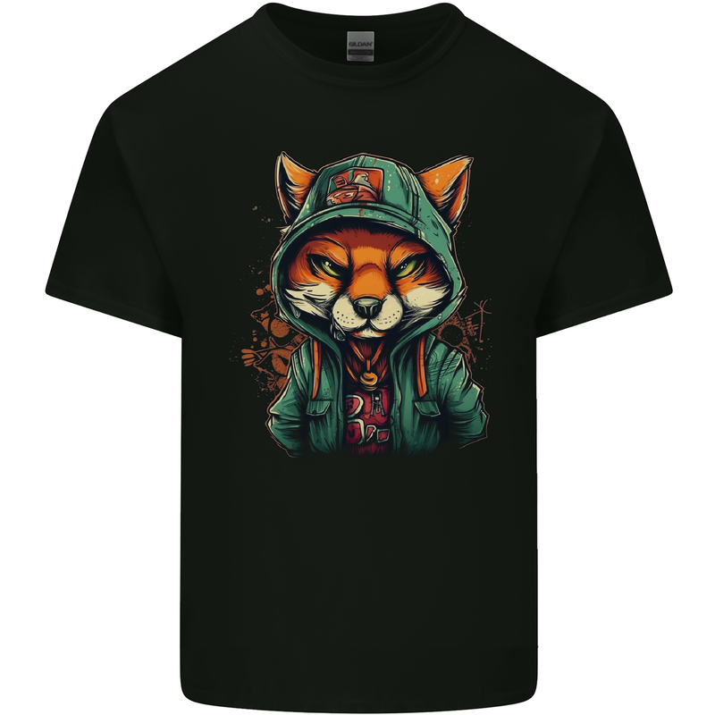 A Mischievous Fox Mens Cotton T-Shirt Tee Top Black