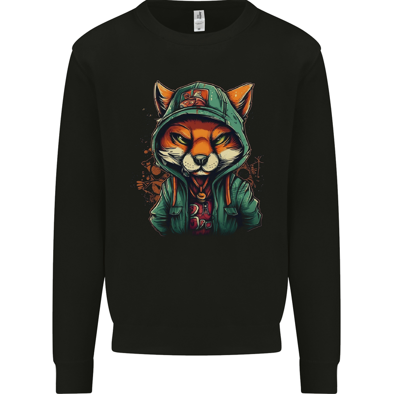 A Mischievous Fox Mens Sweatshirt Jumper Black