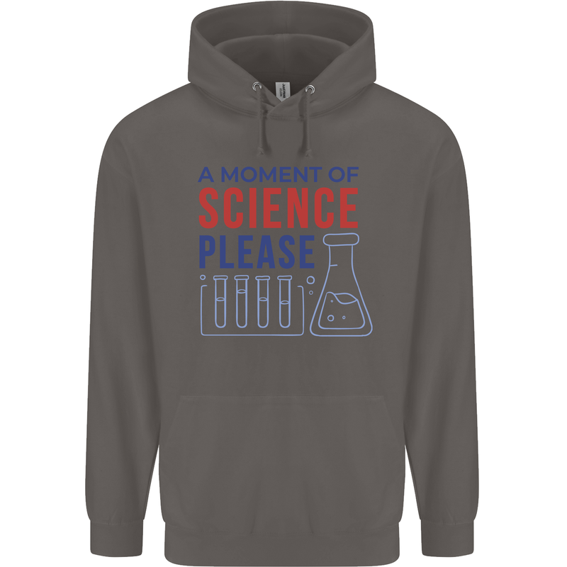 A Moment of Science Please Funny Chemistry Mens 80% Cotton Hoodie Charcoal