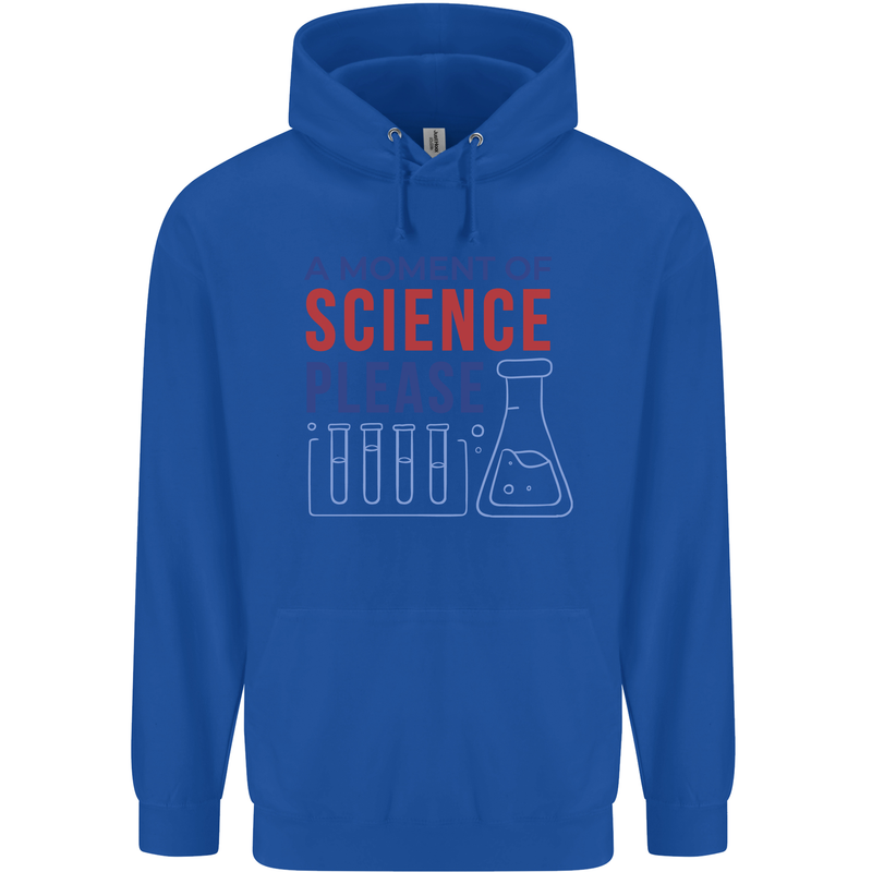 A Moment of Science Please Funny Chemistry Mens 80% Cotton Hoodie Royal Blue