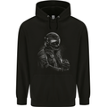 A Monochrome Biker Motorcycle Motorbike Mens 80% Cotton Hoodie Black