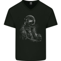 A Monochrome Biker Motorcycle Motorbike Mens V-Neck Cotton T-Shirt Black