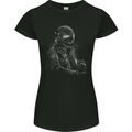 A Monochrome Biker Motorcycle Motorbike Womens Petite Cut T-Shirt Black