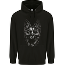 A Monochrome German Shepherd Alsatian Dog Mens 80% Cotton Hoodie Black