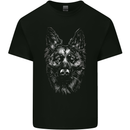 A Monochrome German Shepherd Alsatian Dog Mens Cotton T-Shirt Tee Top Black