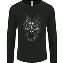 A Monochrome German Shepherd Alsatian Dog Mens Long Sleeve T-Shirt Black