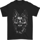 A Monochrome German Shepherd Alsatian Dog Mens T-Shirt 100% Cotton Black