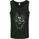 A Monochrome German Shepherd Alsatian Dog Mens Vest Tank Top Black