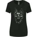 A Monochrome German Shepherd Alsatian Dog Womens Wider Cut T-Shirt Black
