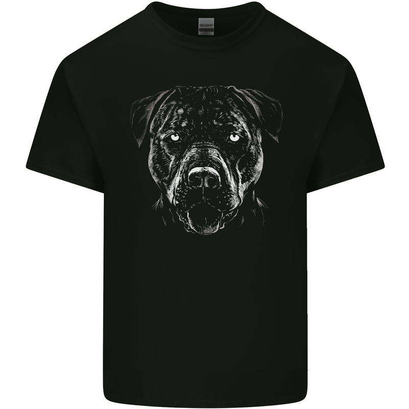 A Monochrome Pitbull Dog Kids T-Shirt Childrens Black