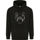 A Monochrome Pitbull Dog Mens 80% Cotton Hoodie Black