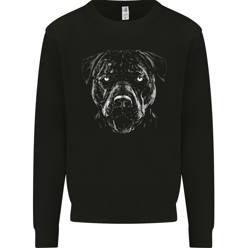 A Monochrome Pitbull Dog Mens Sweatshirt Jumper Black