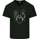A Monochrome Pitbull Dog Mens V-Neck Cotton T-Shirt Black