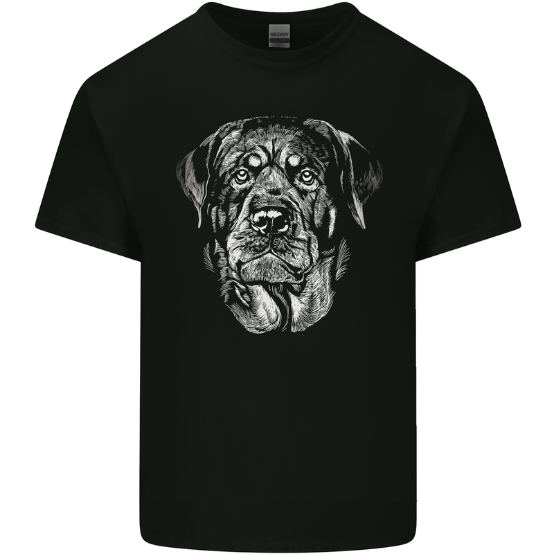 A Monochrome Rottweiler Dog Kids T-Shirt Childrens Black