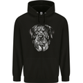 A Monochrome Rottweiler Dog Mens 80% Cotton Hoodie Black