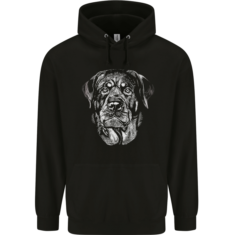 A Monochrome Rottweiler Dog Mens 80% Cotton Hoodie Black