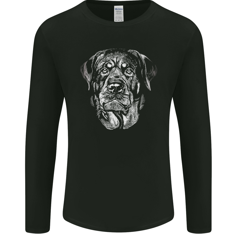 A Monochrome Rottweiler Dog Mens Long Sleeve T-Shirt Black