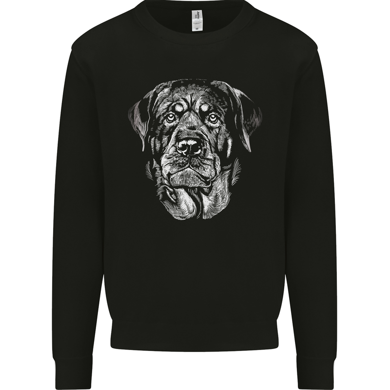 A Monochrome Rottweiler Dog Mens Sweatshirt Jumper Black