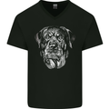 A Monochrome Rottweiler Dog Mens V-Neck Cotton T-Shirt Black
