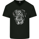 A Monochrome Rottweiler Dog Mens V-Neck Cotton T-Shirt Black