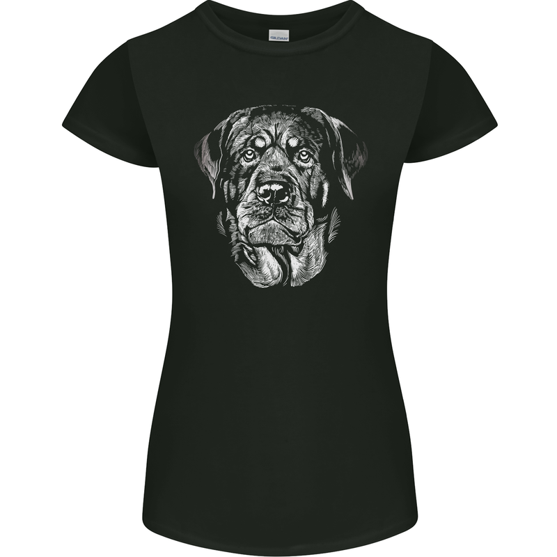 A Monochrome Rottweiler Dog Womens Petite Cut T-Shirt Black