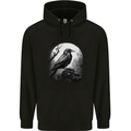 A Moonlit Raven Vikings Fantasy Mythology Crow Mens 80% Cotton Hoodie Black