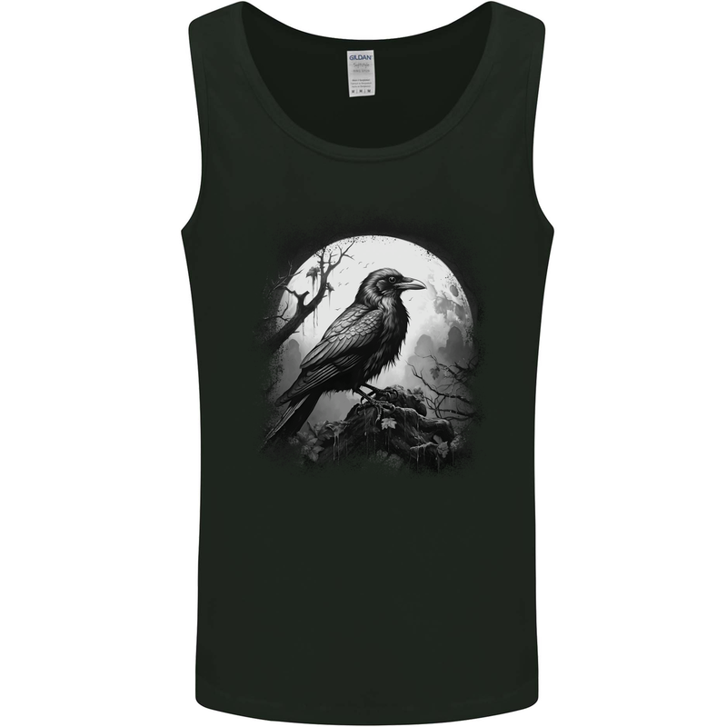 A Moonlit Raven Vikings Fantasy Mythology Crow Mens Vest Tank Top Black