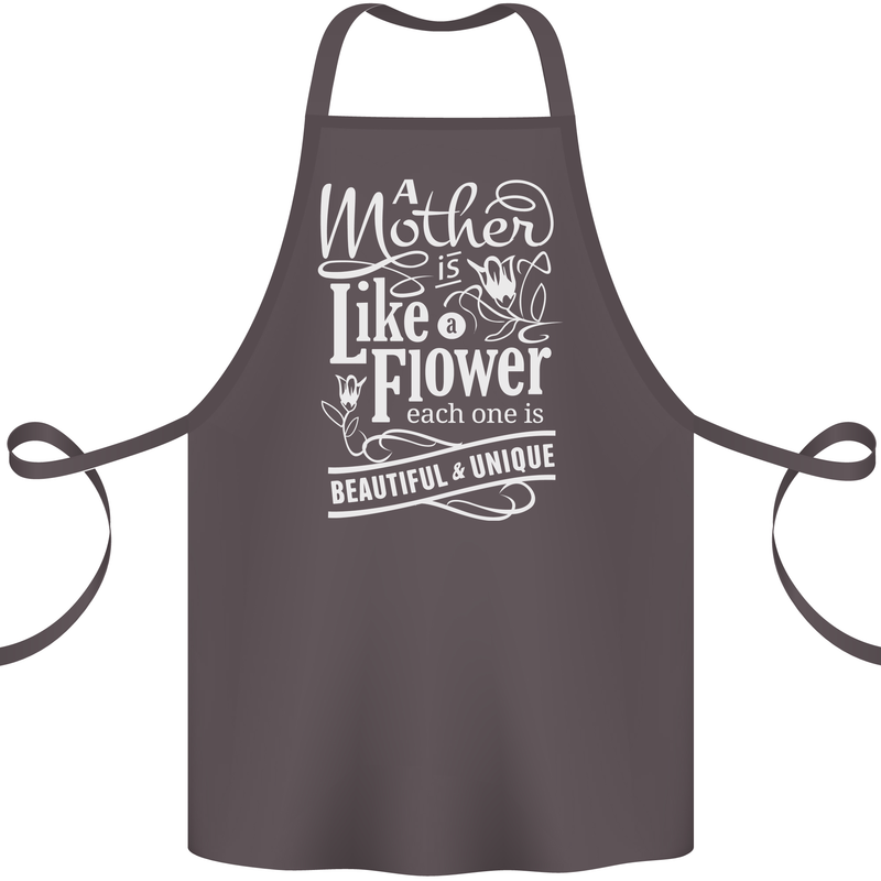 A Mother is Like a Flower Mum Mom Day Cotton Apron 100% Organic Dark Grey