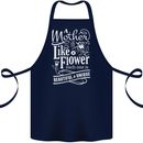 A Mother is Like a Flower Mum Mom Day Cotton Apron 100% Organic Navy Blue