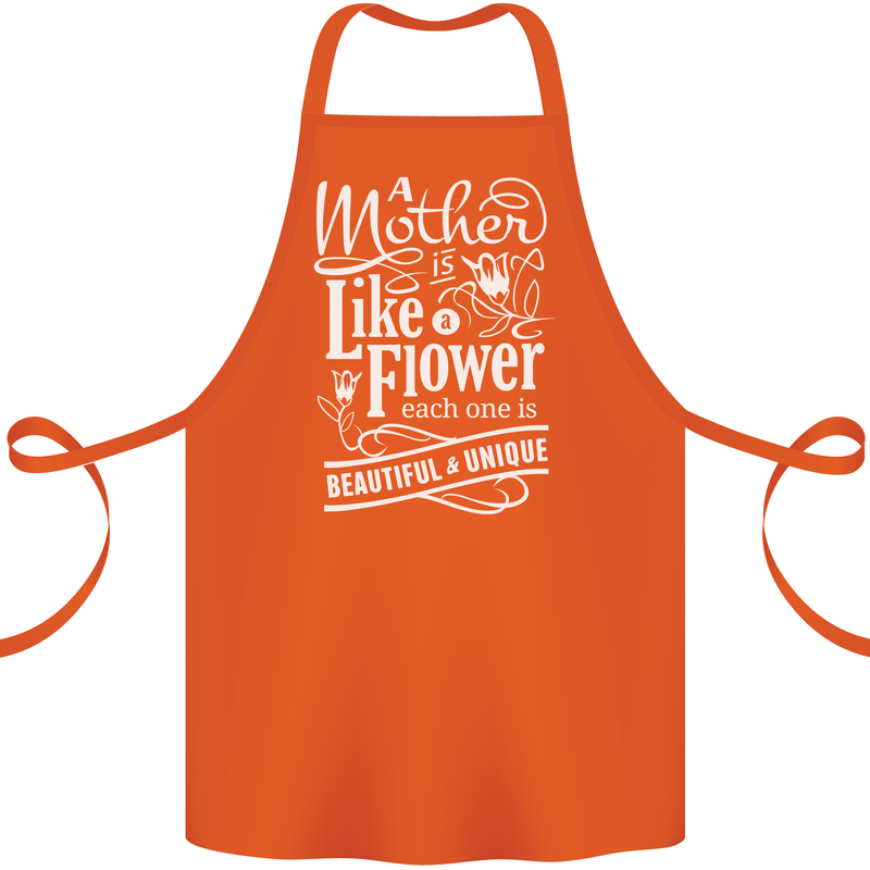 A Mother is Like a Flower Mum Mom Day Cotton Apron 100% Organic Orange