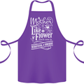 A Mother is Like a Flower Mum Mom Day Cotton Apron 100% Organic Purple