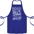 A Mother is Like a Flower Mum Mom Day Cotton Apron 100% Organic Royal Blue