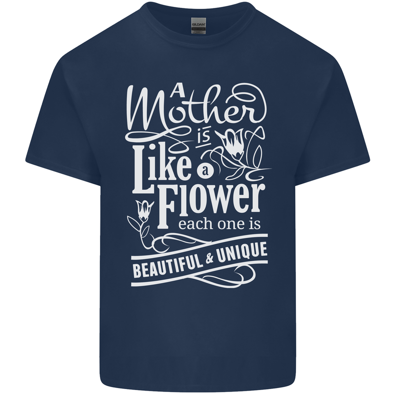 A Mother is Like a Flower Mum Mom Day Kids T-Shirt Childrens Navy Blue