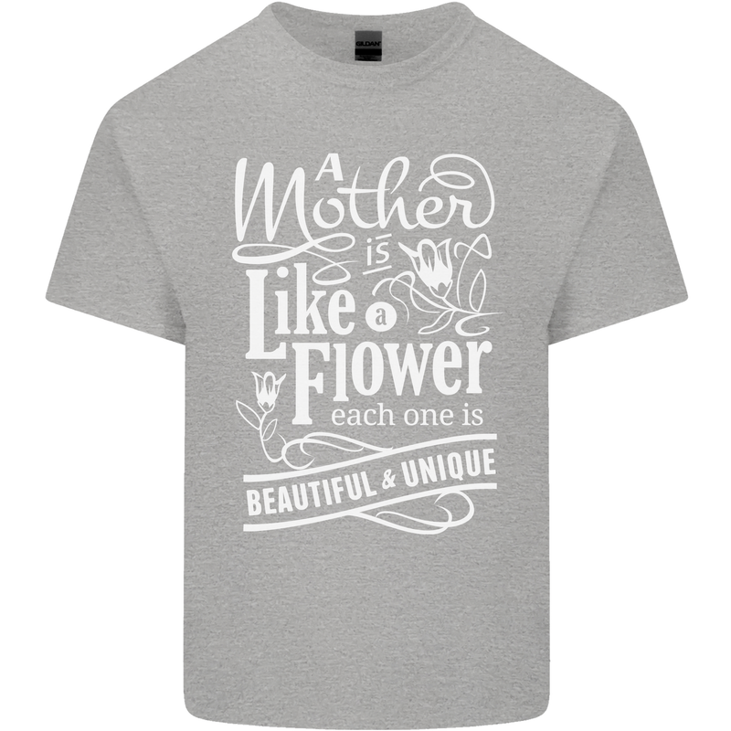 A Mother is Like a Flower Mum Mom Day Kids T-Shirt Childrens Sports Grey