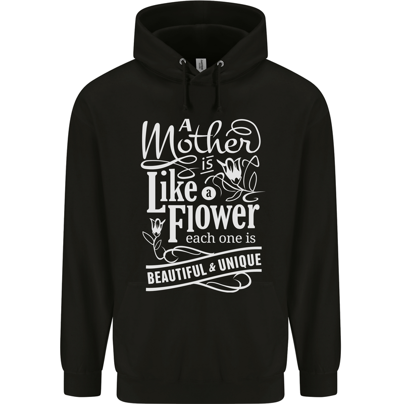A Mother is Like a Flower Mum Mom Day Mens 80% Cotton Hoodie Black