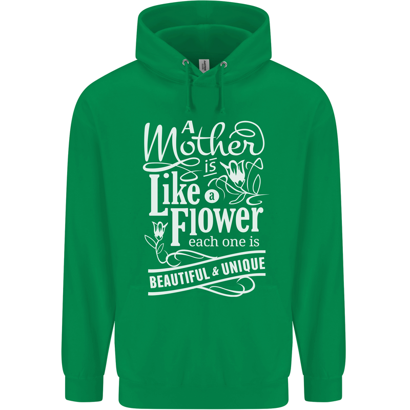 A Mother is Like a Flower Mum Mom Day Mens 80% Cotton Hoodie Irish Green