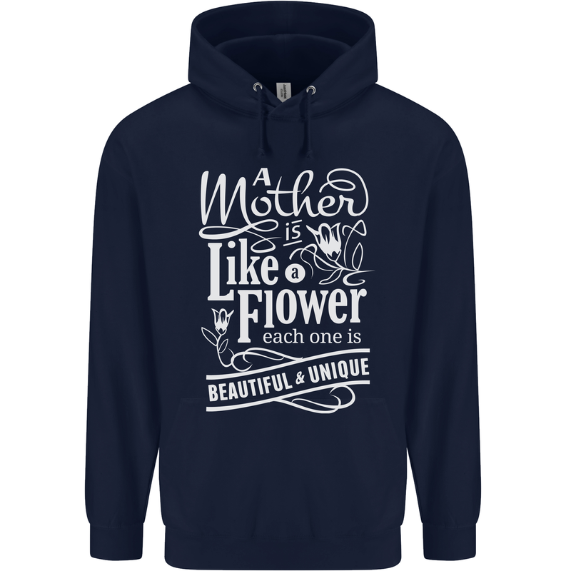A Mother is Like a Flower Mum Mom Day Mens 80% Cotton Hoodie Navy Blue
