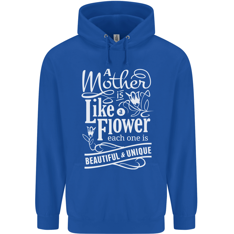 A Mother is Like a Flower Mum Mom Day Mens 80% Cotton Hoodie Royal Blue