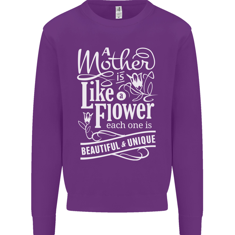 A Mother is Like a Flower Mum Mom Day Mens Sweatshirt Jumper Purple
