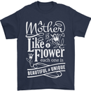A Mother is Like a Flower Mum Mom Day Mens T-Shirt 100% Cotton Navy Blue