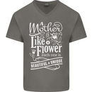 A Mother is Like a Flower Mum Mom Day Mens V-Neck Cotton T-Shirt Charcoal