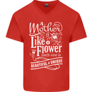 A Mother is Like a Flower Mum Mom Day Mens V-Neck Cotton T-Shirt Red