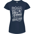 A Mother is Like a Flower Mum Mom Day Womens Petite Cut T-Shirt Navy Blue