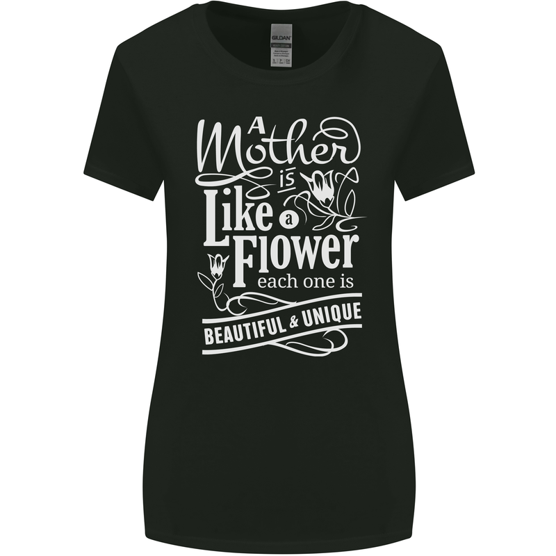 A Mother is Like a Flower Mum Mom Day Womens Wider Cut T-Shirt Black