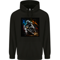A Motocross Illustration MotoX Dirt Bike Motorsports Mens 80% Cotton Hoodie Black