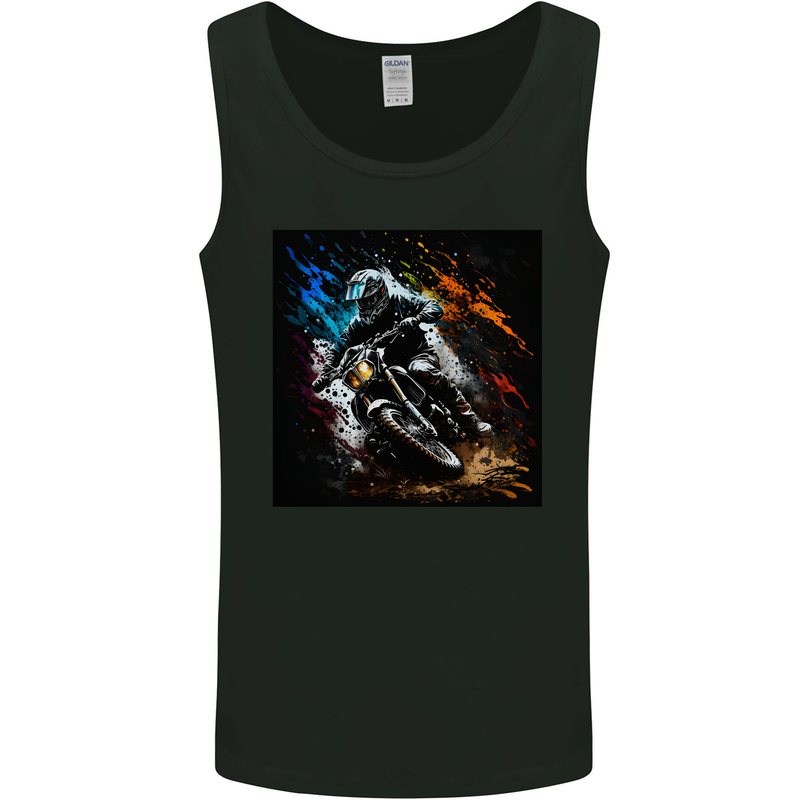 A Motocross Illustration MotoX Dirt Bike Motorsports Mens Vest Tank Top Black